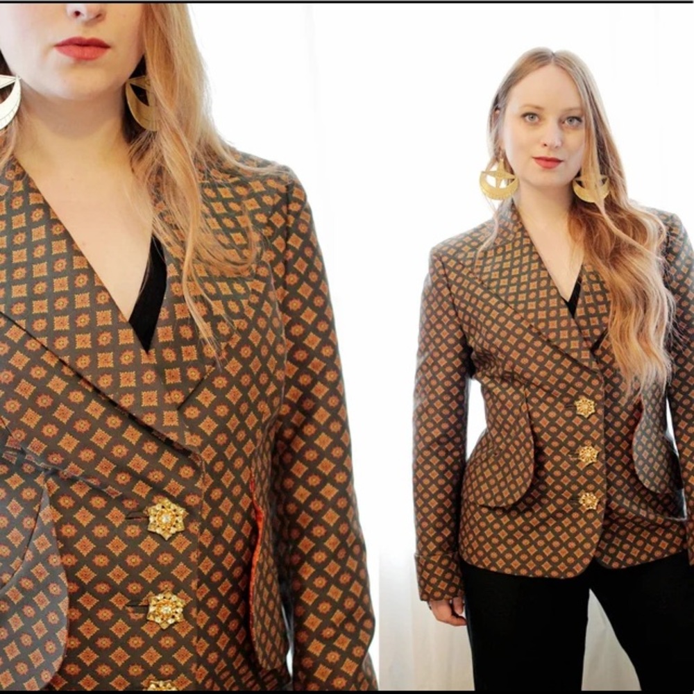 RARE Vintage 1990s Christian Lacroix Luxe Cotton silk scarf print blazer jacket